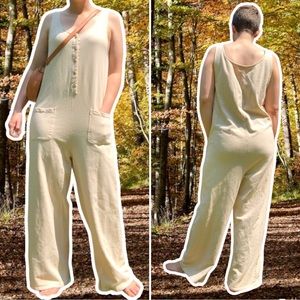 Dolkii Sleveless Terry Luna Jumpsuit in Coconut, Size S